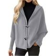thumbnail image 3 of XPMWRP Women's Sweaters Winter Hooded Cardigans Button Up Knit Coats Jackets Lantern Sleeve Outerwear with Pockets Gray L, 3 of 8