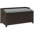 thumbnail image 2 of Outsunny Storage Bench Rattan Wicker Garden Deck Box Bin with Interior Waterproof Bag and Comfy Cushion, Gray, 2 of 9