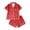 Watermelon Red&02#1230Y, variant on Garbnen Valentines 2 Piece Pajama Set for Women Cute Heart Print Button Up Short Sleeve with Lounge Shorts Women's Loungewear Sets