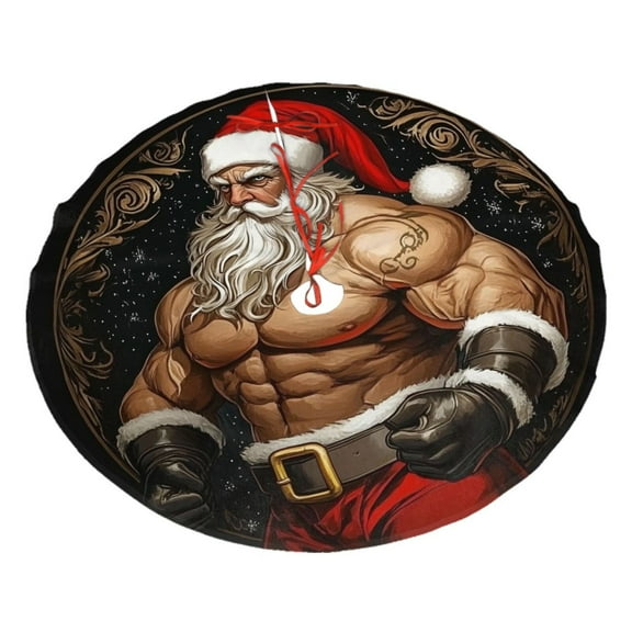 Christmas Tree Skirt 30" Strong Santa Body Builder (1) Xmas Tree Skirts Mat for New Year Holiday Christmas Party Decorations