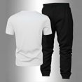 thumbnail image 4 of Stamzod Mens Fall Outfits 2 Piece Crewneck Short Sleeve Shirts and Joggers Sets Casual Sports Track Suits Mens Fashion Clothing White B L, 4 of 6