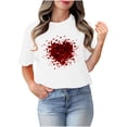 thumbnail image 4 of TIMIFIS T-Shirts de la Saint-Valentin pour Femmes Été Décontracté Manches Courtes Col Rond Imprimé Cœur d'Amour, 4 of 4
