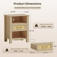 thumbnail image 3 of PetFurnishn 26.18" End Table with Charging Station and Rattan Drawers, Farmhouse Nighstand, Wooden Storage Bedside Table, Living Room, Bedroom(1, Light Oak), 3 of 8