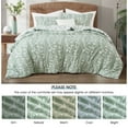 thumbnail image 4 of Lanco 3 Piece Sage Green Comforter Set, Queen Size Solid Microfiber Print Bedding Set, All Season Leaves Bedding, 4 of 8