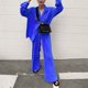thumbnail image 1 of Conjunto de dos piezas plisado elegante para mujer, blusas sueltas de manga larga y pantalones de pierna ancha de cintura alta, traje informal para mujer Tan Jianjun unisex, 1 of 2