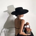 thumbnail image 5 of 1 sombrero clásico de copa plana estilo británico Jazz Hat de ala recta Manhattan Hat Cap para unisex (negro), 5 of 5