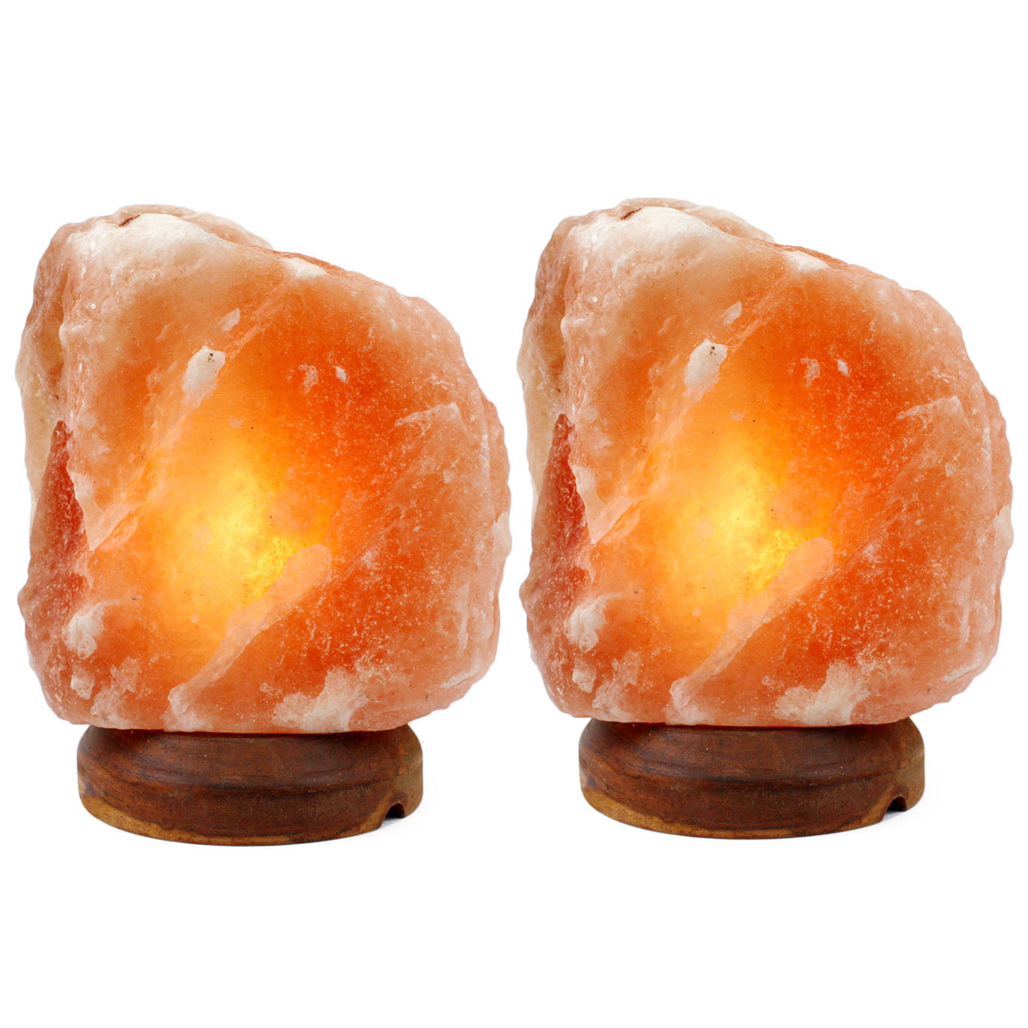 Crystal Allies Natural Himalayan Salt Lamp on Wood Base w/ Dimmable Cord 2pc 