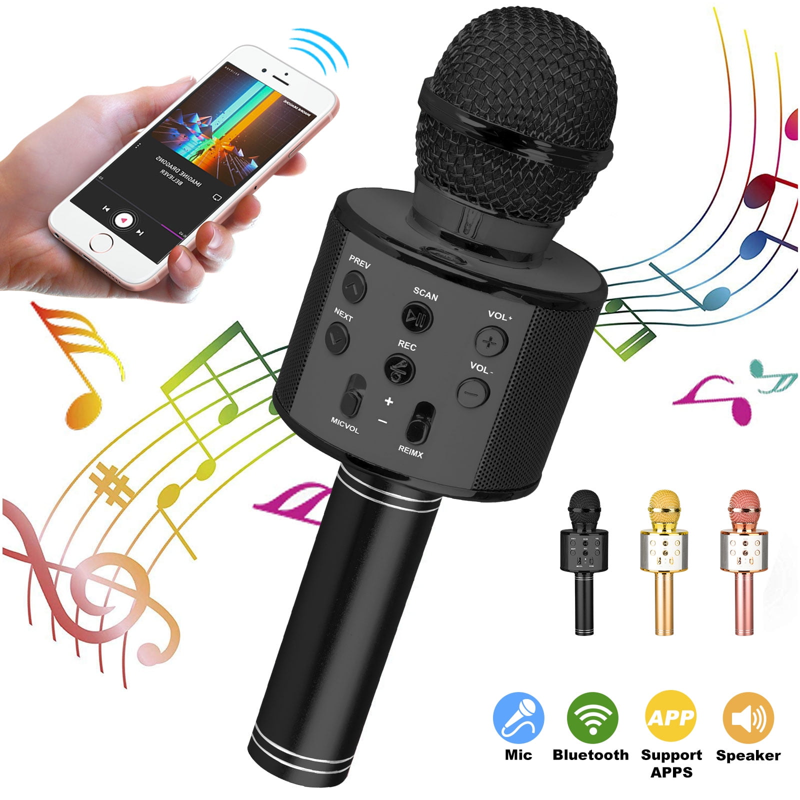 Gaobige Magic Bluetooth Karaoke Microphone for Kids Toddlers Age 1-10 Best Gifts Toys for 1 2 3 4 5 6 7 8 9 Year Old Girls and Boys Orange