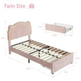 thumbnail image 4 of Twin Upholstered Bed Frame with Storage Drawer & Smart LED, Velvet Princess Platform Bed with Adjustable Headboard, Wood Slats Support, No Box Spring Needed, (Pink with Drawer), 4 of 7