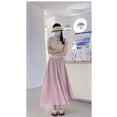 thumbnail image 1 of Culottes blancos para mujer, corte A, escote plisado, cintura alta, drapeado, pierna ancha, 1 of 3
