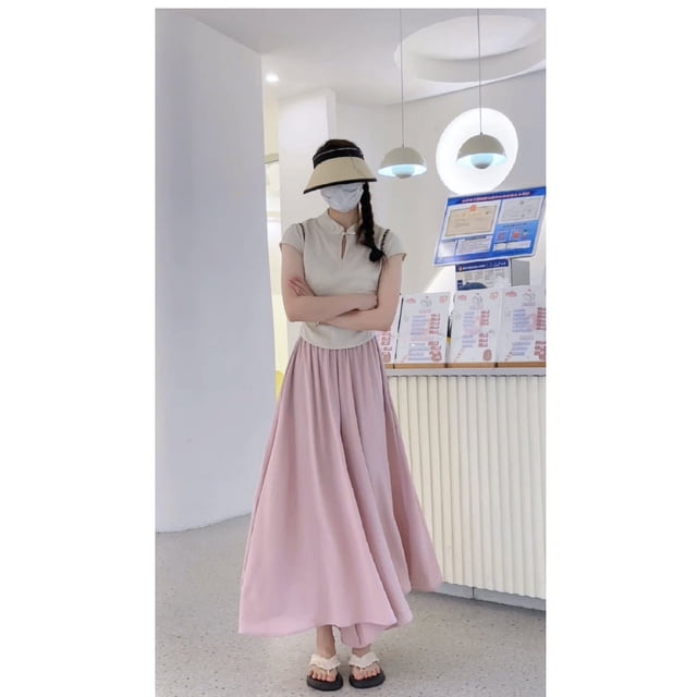 Culottes blancos para mujer, corte A, escote plisado, cintura alta, drapeado, pierna ancha