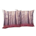 thumbnail image 6 of Ambesonne Forest Throw Pillow Cover 2 Pack, Trees Foggy Sunlight, 18", Lilac Dark Coral, 6 of 6