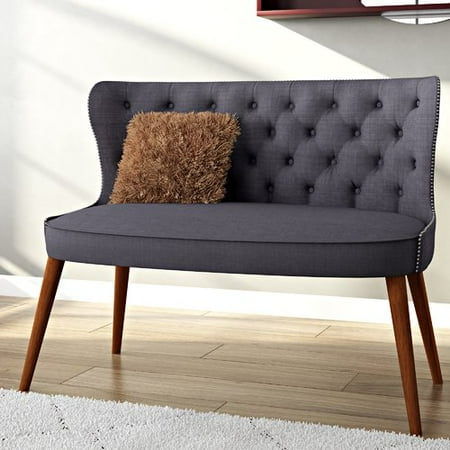 Oak Upholstered Loveseat - Gracie Oaks Sempronius Wood Upholstered Button-Tufting Loveseat