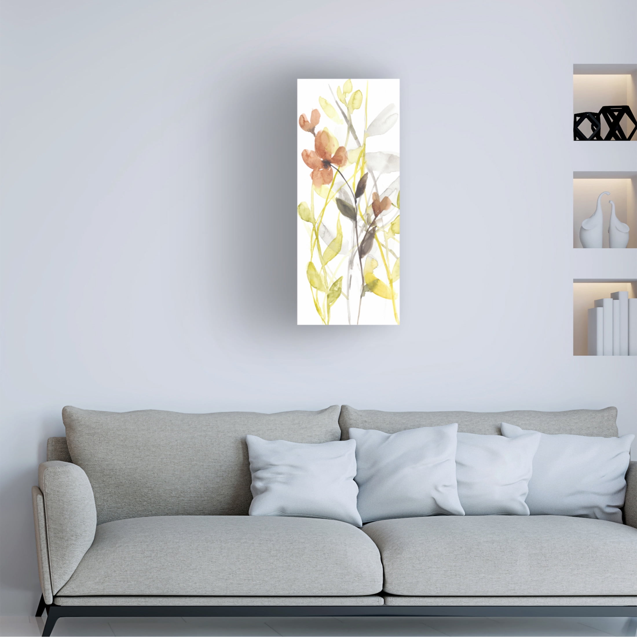 Canvas Wall Art - Jennifer Goldberger 'Flowers of the Earth I' Wall Art for Living Room, Bedroom, or Office Décor by Trademark Fine Art - 20 x 47 Inches