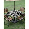 thumbnail image 5 of Square Outdoor Tablecloth with Umbrella Hole Black Rhombus Outside Table Cloth Waterproof Patio Table Cover Retro Abstract Geometric Pattern Zipper Tablecloths for Picnic Party Camping 60x60 Inch, 5 of 8
