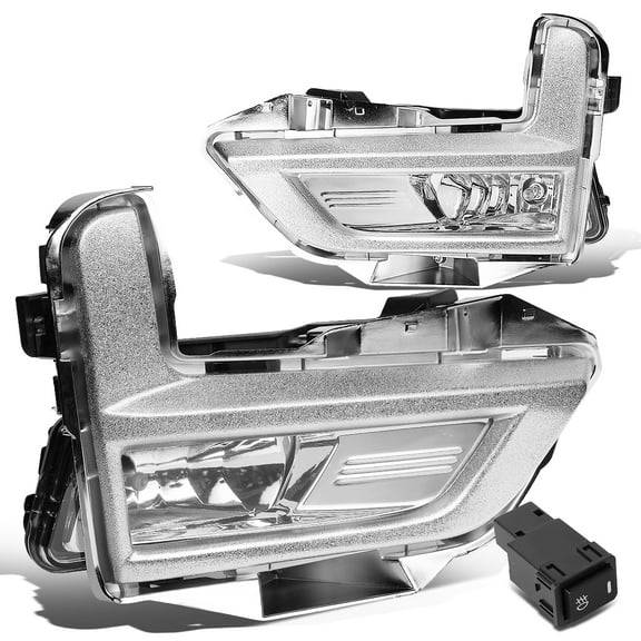 DNA Motoring FL-ZTL-280-CH For 2017 to 2018 Nissan Rogue Pair Front Driving Fog Light Lamp Switch Chrome Bezels Clear Lens