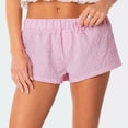 thumbnail image 2 of Bysome Women Shorts Casual Summer Casual Loose Checkered Shorts Pants Pink L, 2 of 6