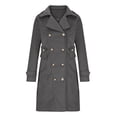 thumbnail image 4 of UTSJKR Clearance Women's Winter Wool Blend Trench Coat Casual Lapel Woolen Coats Trendy Mid-Length Single Breasted Jackets Business Dressy Work Peacoats Gray M, 4 of 6