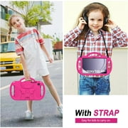 AVAWO Kids Case for Samsung Galaxy Tab A11+ Plus/A9+ Plus 11 Inch 2026/2023, with Strap, Shockproof Lightweight Handle Stand with Lanyard, Rose
