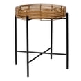 thumbnail image 3 of JONATHAN Y Malia 20" Coastal Bohemian Faux Rattan Round Tray End Table with Metal Base, Brown, TBL2509B, 3 of 6