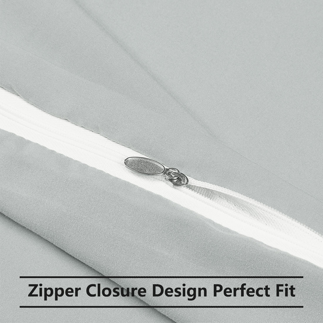 Unique Bargains 2-Pack 1800D Microfiber Solid Pillowcases Light Gray Queen