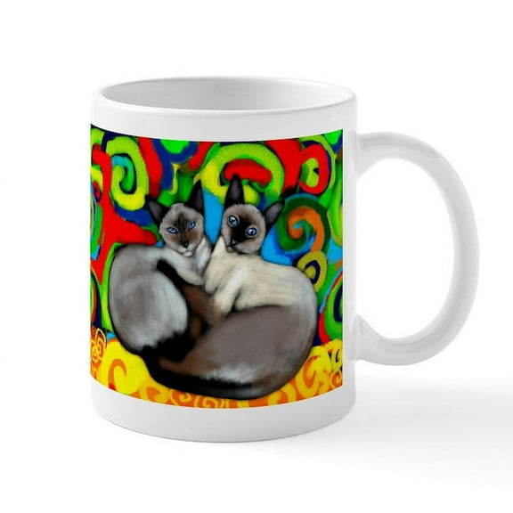 CafePress - Siamese Cats Mug - 11 oz Ceramic Mug - Novelty Coffee Tea Cup