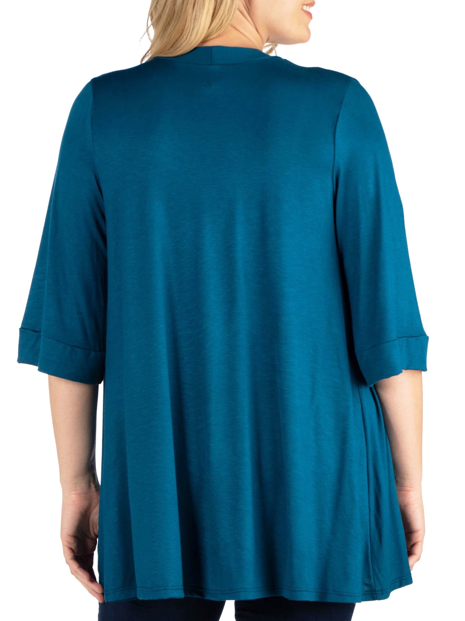 24/7 Comfort Apparel Women's Plus Size Elbow Length Sleeve Open Front Cardigan