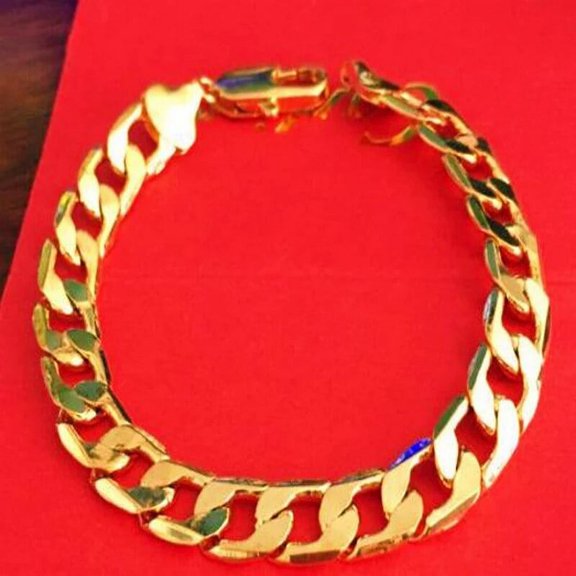 Wholesale 24k Gold Filled 10MM Curb Link Chain Bracelet for Men Women 20CM Long.Fashion Pure Gold Color Cuban Bracelet Jewelry GC