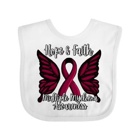 Inktastic Multiple Myeloma Cancer Awareness Hope & Faith with Butterfly Ribbon Boys or Girls Baby Bib