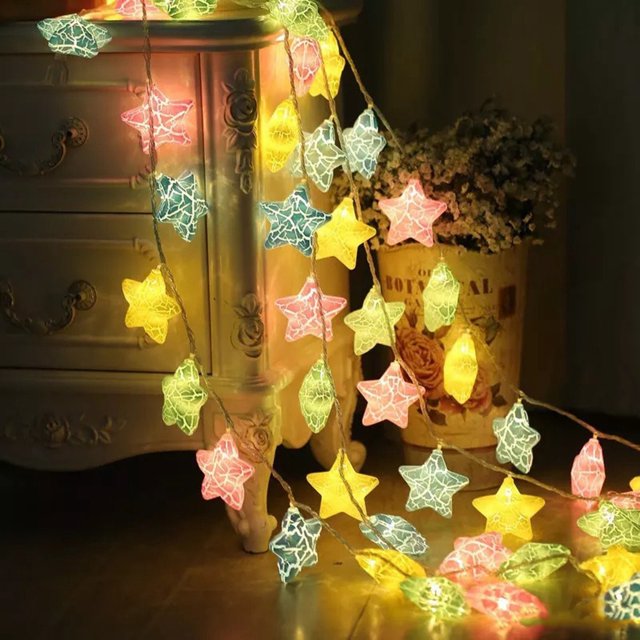 Coofit Battery Operated String Light: 9.8ft 20 LEDs Star Shape Fairy Light String Lamp