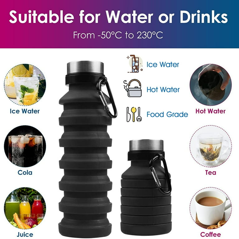 6 Pack Collapsible Water Bottles Bulk 17 oz Travel Water Bottle, Silicone  Foldable Travel Reusable W…See more 6 Pack Collapsible Water Bottles Bulk  17