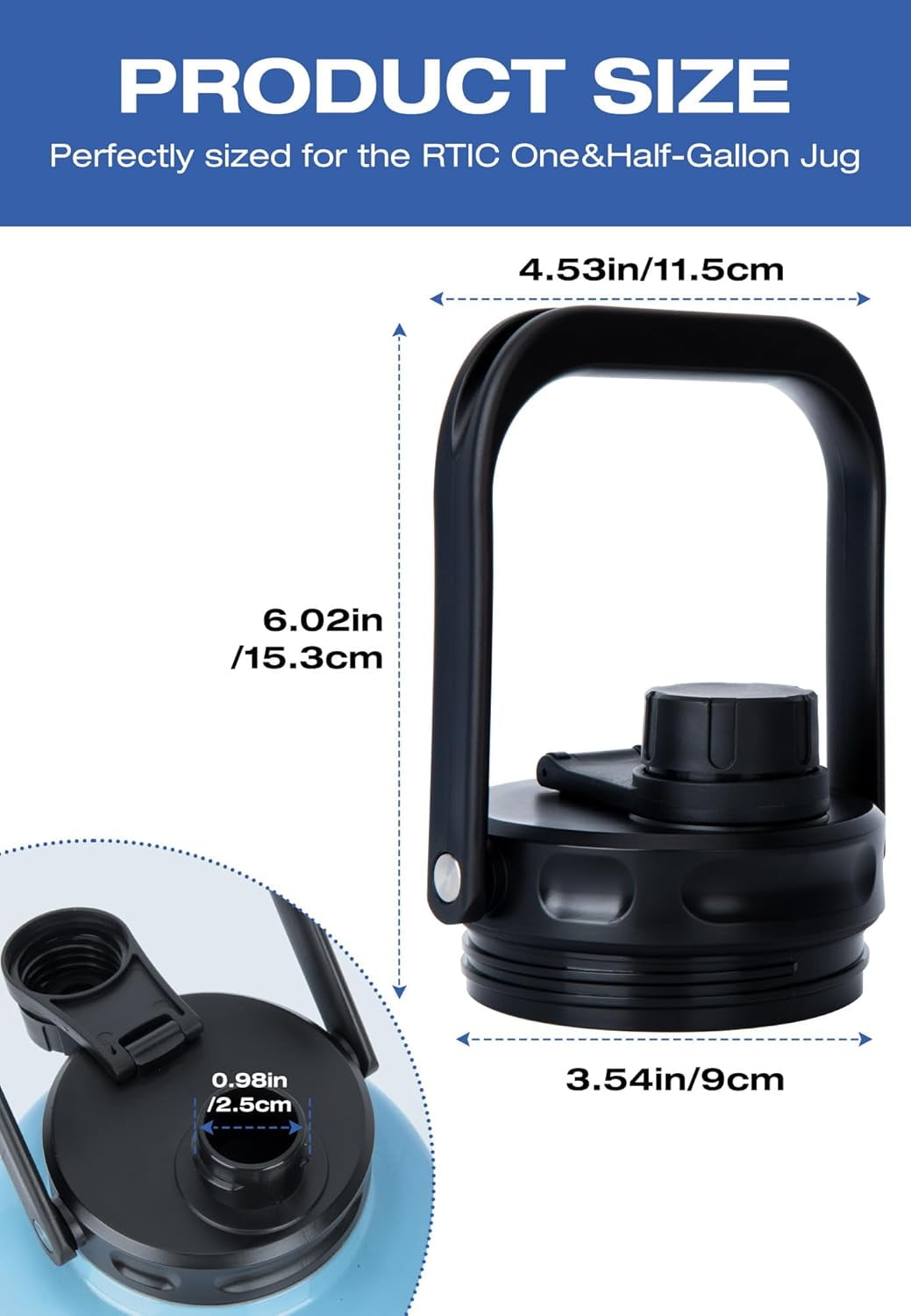 SUNMON Replacement Lid for Water Bottle - Steel Handle Lid