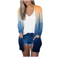 thumbnail image 2 of Yuwull Cardigan For Women Summer Cardigan Fall Fashion Women Gradient Printing Button Long Sleeve Casual Tops Blouse With Pocket Cardigan Long Cardigan, 2 of 4