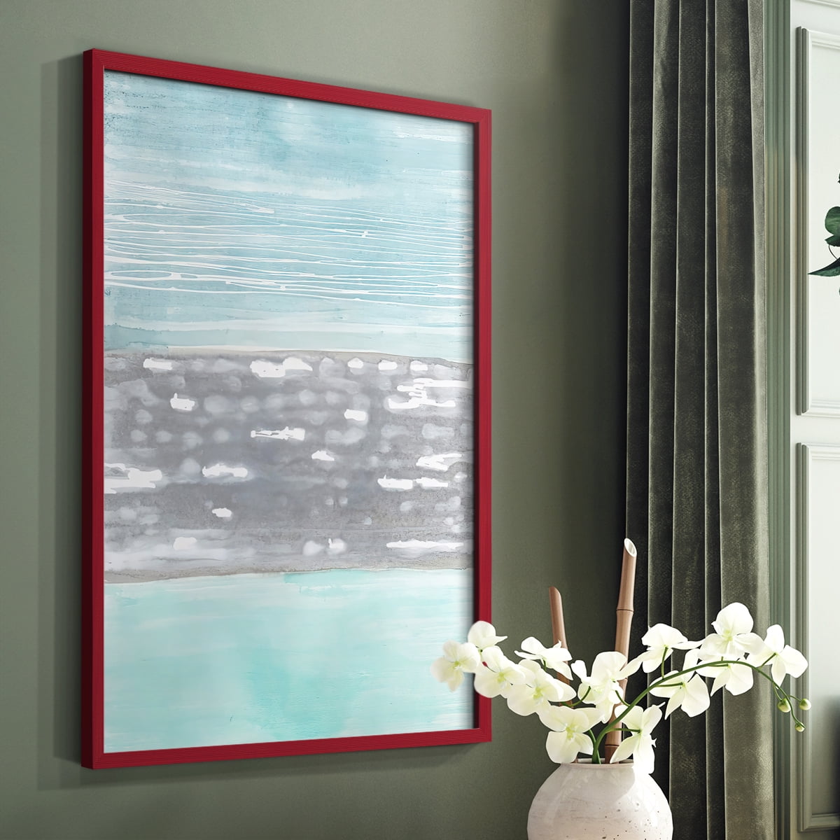 Hydrusphere I Framed Print in Red Solid Wood Framed Print No Nail Hanging