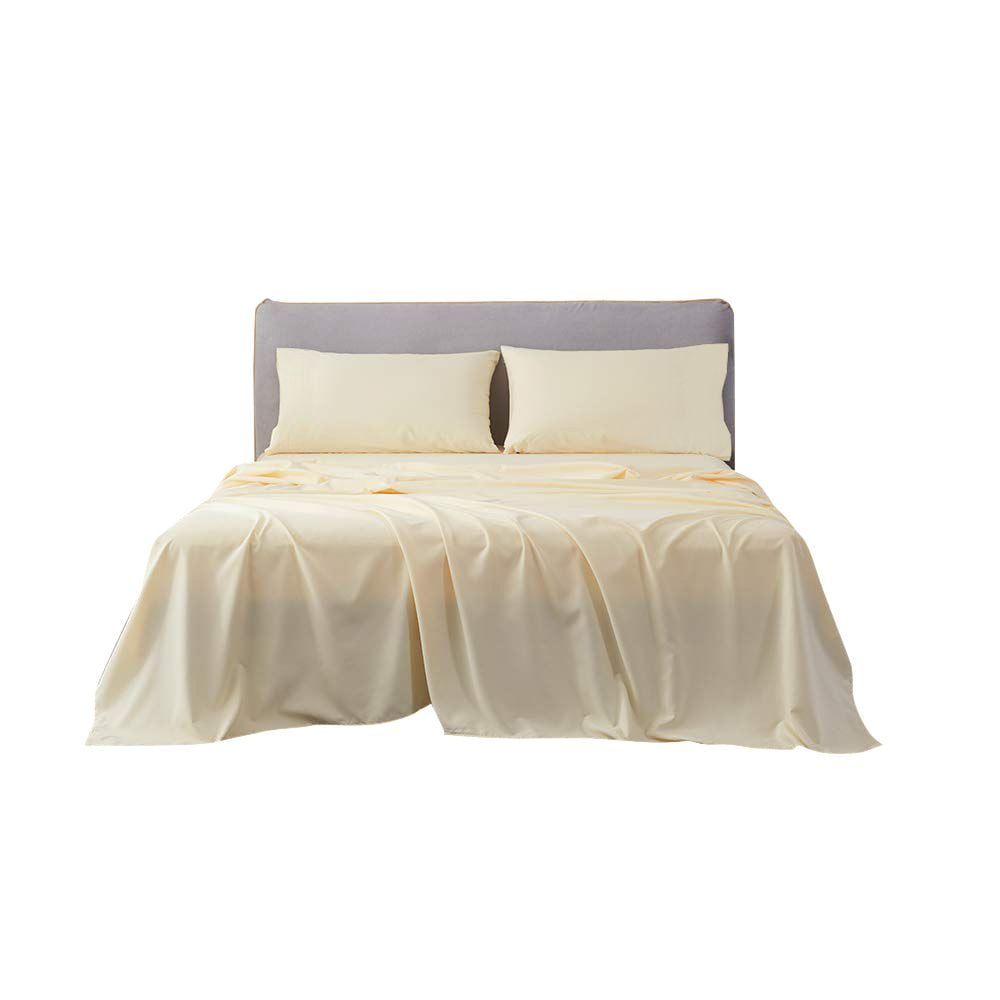 Attached Waterbed Sheet Set King/ Cal King Size Ivory Solid with 18