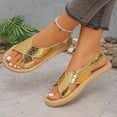 thumbnail image 6 of GERsome Womens Flat Sandals Open Toe Cross Strap Slip-On Slingback Summer Beach Shoes Casual Walking Sandals, Gold Size 7.5, 6 of 9