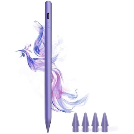 Stylus Pen for iPad 9th&10th - Type-c Charging Pencil for ipad Palm Rejection Active Pen Compatible with (2018-2025) Apple iPad 6/7/8/9/10/11(A16), Air 3/4/5/M2/M3, Mini 5/6, Pro 11"/12.9"/M4(Purple)