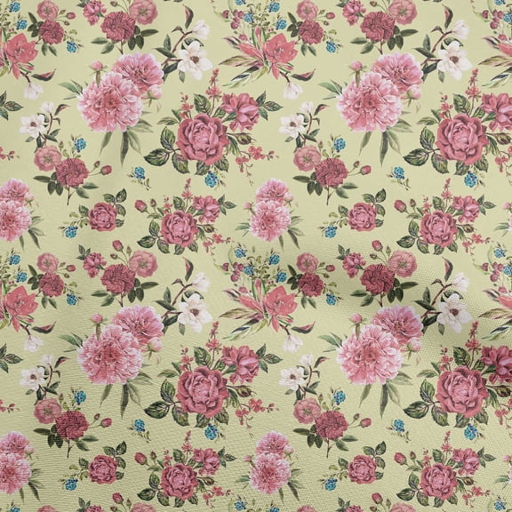 oneOone Polyester Spandex Light Green Fabric Florals Diy Clothing Quilting Fabric Print Fabric By Yard 56 Inch Wide