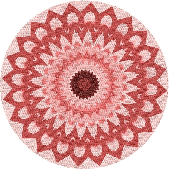 Ahgly Company Indoor Round Patterned Deep Rose Pink Area Rugs, 7' Round