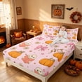 thumbnail image 3 of Homewish Halloween Spooky Animal Bed Sheets for Girls, Bow Pumpkin Star Full Size Sheets, Pink, 4pcs (1 Flat Sheet, 1 Fitted Sheet and 2 Pillowcases), 3 of 5