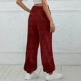 thumbnail image 5 of APEXFWDT Women's Fleece Lounge Pants Fuzzy Drawstring Cuffed Jogger Pants Winter Warm Pants for Neighborhood Walks,XXL,Wine, 5 of 5