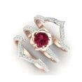 thumbnail image 3 of Womens Rose Gold Ruby Flower Ring With Diamond Accent Fashion Jewelry Gift For Birthday Anniversary Glam Style, 3 of 6