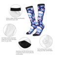 thumbnail image 3 of Xecao crystal Skull flower leaf print thigh-high socks, crafted for both men and women with a stretchy, high-opaque design perfect for daily wear, 3 of 6