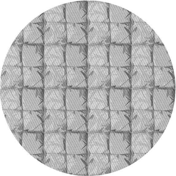 Ahgly Company Indoor Round Patterned Platinum Silver Gray Area Rugs, 8' Round