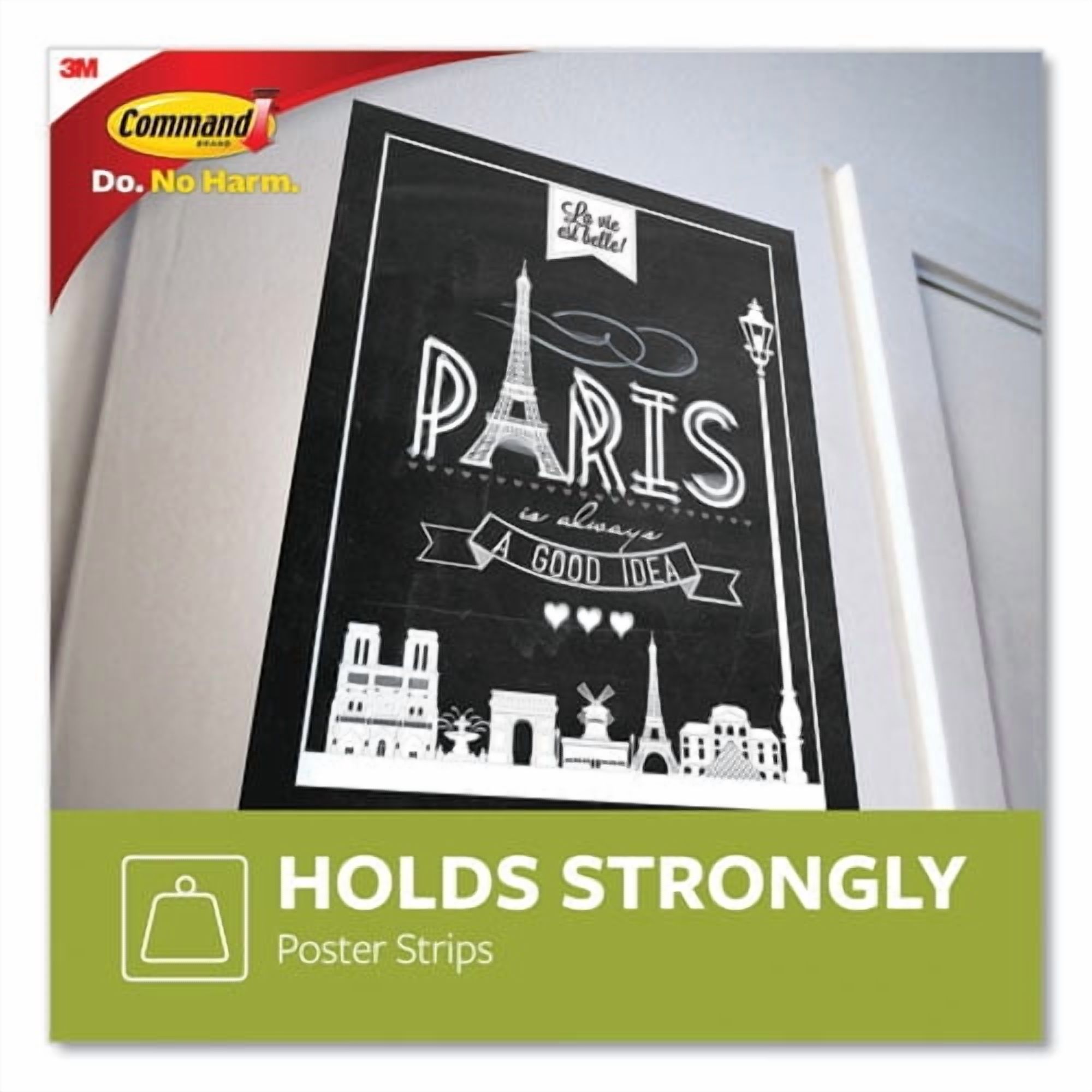 Poster Strips, Removable, Holds Up To 1 Lb Per Pair, Small, 0.63 X 1.75, White, 104/pack | Bundle of 10