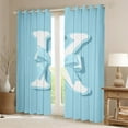thumbnail image 2 of Erosebridal Initial K Letter Curtains and Drapes (38x45), Princess Bow 30%-50% Blackout Curtains for Bedroom, Blue Monogrammed Curtains for Living Room, Window Curtains Room Decor, 2 of 6