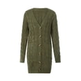 thumbnail image 5 of Inevnen Womens Long Sleeve Cable Knit Long Cardigan Open Front Button Sweater Outerwear, 5 of 8