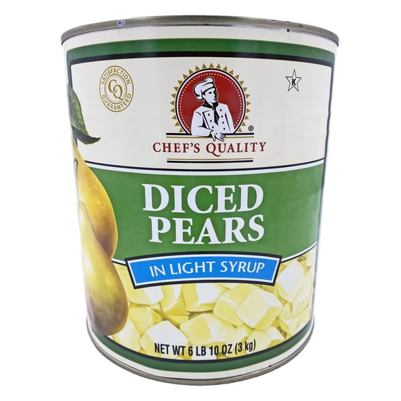 Chef's Quality Diced Pears In Light Syrup | Kosher | 6.62 lbs
