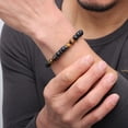 thumbnail image 3 of Men's Bracelet, Adjustable 8mm Men's Tiger Eye Black Matte Onyx Beads Bracelet for Boyfriend Husband Grandson, 3 of 4