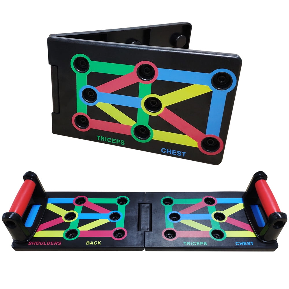 welltop Push Up Rack Board 9 in 1 Foldable Push Up Training System Colour Coded Body Building Stands Board with 2 Sweat-absorbent Towels Exercise Shoulder Back Triceps Chest Muscles